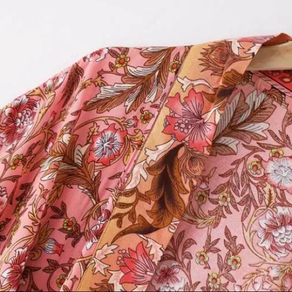 Floral & Paisley Print Kimono Bohemian Duster Wrap Coverup Top Casual - Picture 10 of 12